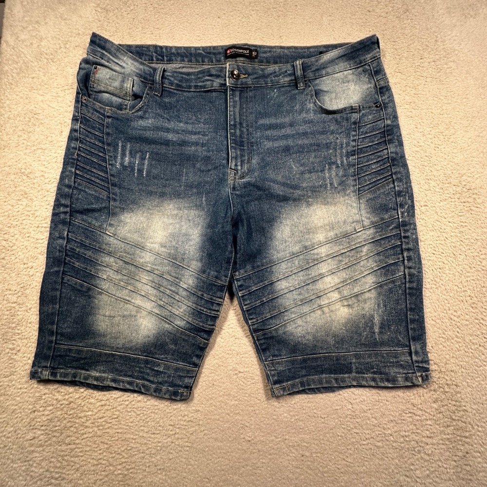 Southpole Denim Jean Shorts Mens 42‎ Blue Moto Distressed Slim Fit Y2K Jorts